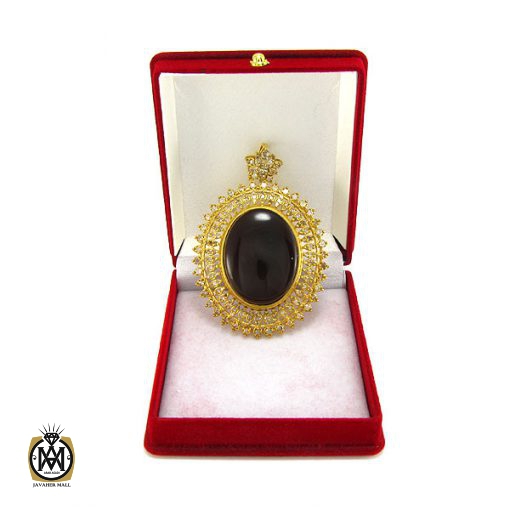5 مدال عقیق یمن و الماس اصل زنانه طرح ارمغان - کد 3002 - تصویر 6