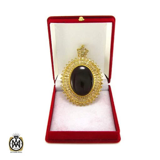 مدال عقیق یمن و الماس اصل زنانه طرح ارمغان - کد 3002 - تصویر 6