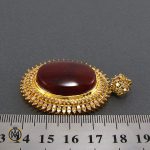 5 مدال عقیق یمن و الماس اصل زنانه طرح جانان - کد 3004 - تصویر 4