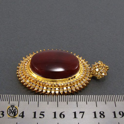 5 مدال عقیق یمن و الماس اصل زنانه طرح جانان - کد 3004 - تصویر 4