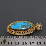 5 مدال فیروزه نیشابور و الماس اصل زنانه طرح آوا - کد 3005 - تصویر 5