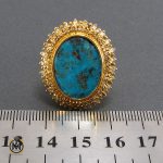 انگشتر فیروزه نیشابور و الماس اصل زنانه طرح دلدار - کد 2068 - تصویر 5