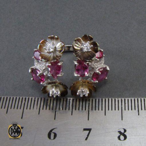 انگشتر تورمالین، صدف و کوارتز طرح نرگس زنانه -کد 2029 - تصویر 5