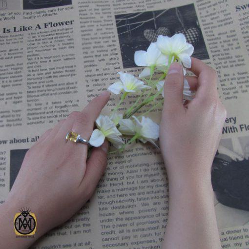 انگشتر سیترین اصل و معدنی زنانه طرح ماهک - کد 2049 - تصویر 3