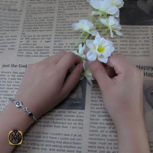 دستبند نقره یاقوت و زمرد زنانه – کد 1025 - تصویر 6