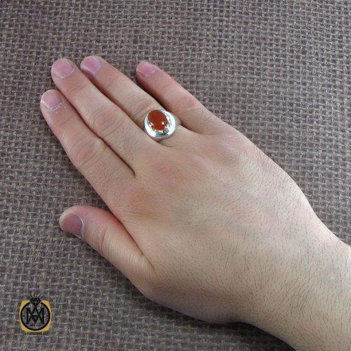انگشتر عقیق یمن حکاکی شرف الشمس مردانه - کد 8073 - تصویر 6