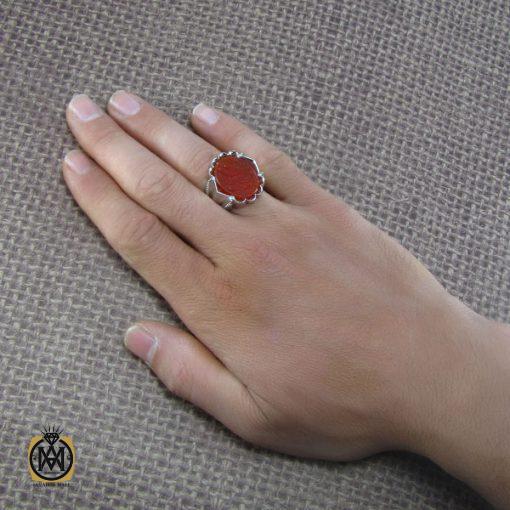 6 انگشتر عقیق یمن مردانه با حکاکی عجل لولیک الفرج - کد 8085 - تصویر 6