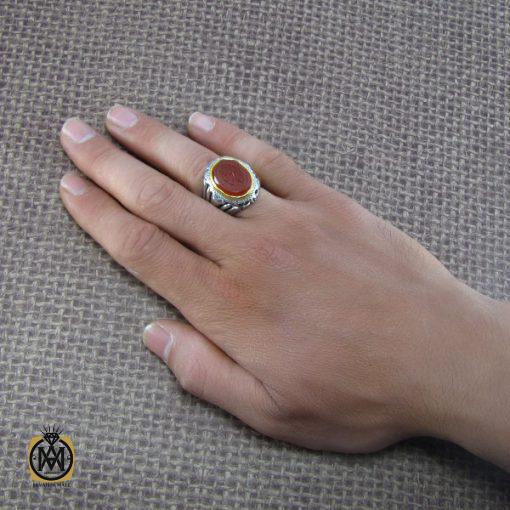 6 انگشتر عقیق یمن مردانه با حکاکی امیری حسین و نعم الامیر - کد 8098 - تصویر 6