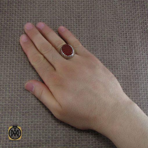 انگشتر عقیق یمن مردانه با حکاکی السلام علی خاتم النبین - کد 8111 - تصویر 6