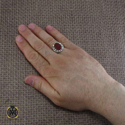 انگشتر عقیق یمن مردانه با حکاکی ورفعناه مكانا عليا - کد 8117 - تصویر 6
