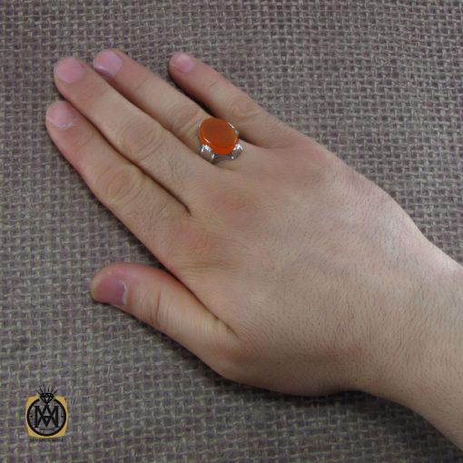 انگشتر عقیق یمن مردانه با حکاکی الله نور السماوات والارض - کد 8118 - تصویر 6