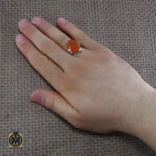 انگشتر عقیق یمن مردانه با حکاکی الله نور السماوات والارض - کد 8118 - تصویر 6