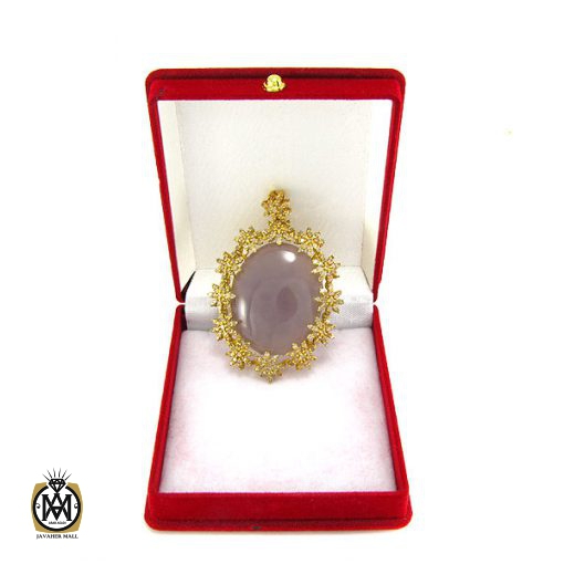 مدال عقیق یمن کبود و الماس اصل زنانه طرح رکسانا - کد 3001 - تصویر 6