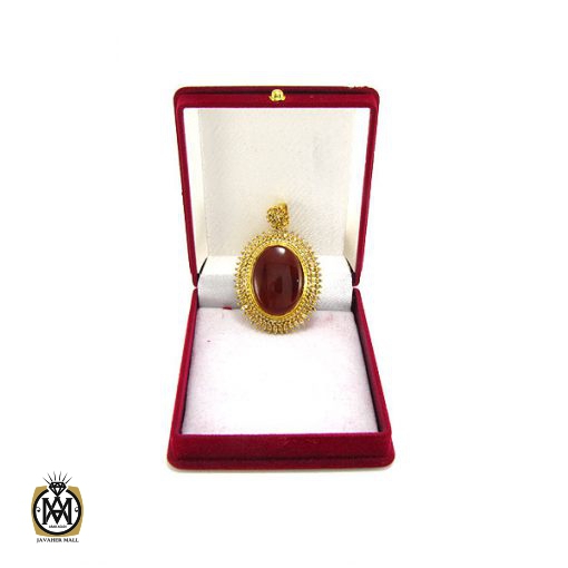 6 مدال عقیق یمن و الماس اصل زنانه طرح جانان - کد 3004 - تصویر 6