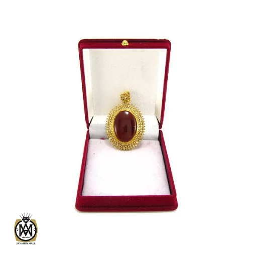 مدال عقیق یمن و الماس اصل زنانه طرح جانان - کد 3004 - تصویر 6