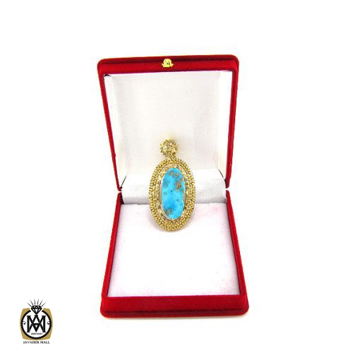 6 مدال فیروزه نیشابور و الماس اصل زنانه طرح آوا - کد 3005 - تصویر 6