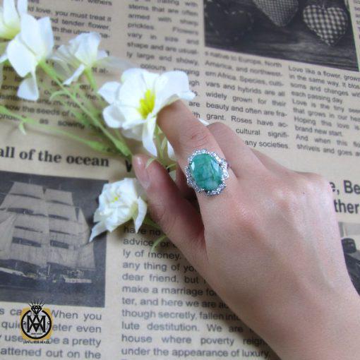 انگشتر زمرد زنانه اصل و درشت طرح کیانا  - کد 2005 - تصویر 6