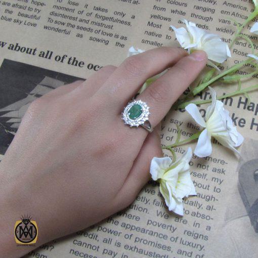 انگشتر زمرد زنانه اصل و معدنی طرح درسا -کد 2008 - تصویر 5