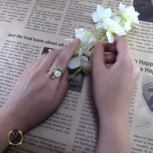 انگشتر تورمالین، کوارتز و صدف طرح پگاه زنانه -کد 2021 - تصویر 6