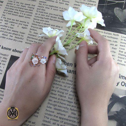 انگشتر تانزانایت، کوارتز و صدف طرح شبنم زنانه -کد 2024 - تصویر 6