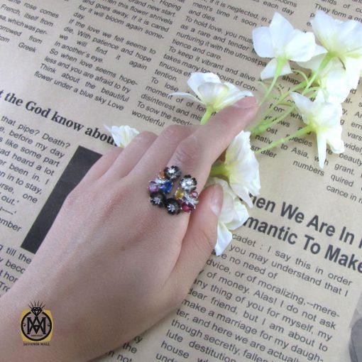 انگشتر یاقوت، صدف، تورمالین و تانزانایت طرح پونه زنانه -کد 2025 - تصویر 6