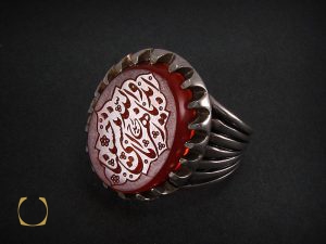 انگشتر عقیق یمن مردانه با حکاکی ابد والله يا زهراء ماننسى حسينا - کد 8242 - تصویر 6