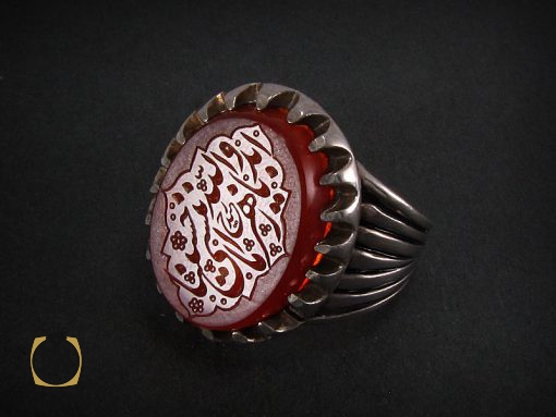 انگشتر عقیق یمن مردانه با حکاکی ابد والله يا زهراء ماننسى حسينا - کد 8242 - تصویر 6