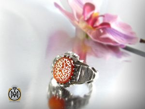 انگشتر عقیق یمن مردانه با حکاکی هو الله العزیز - کد 8245 - تصویر 6