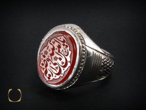 00 انگشتر عقیق یمن مردانه با حکاکی یاامین الله فی ارضه - کد 8250 - تصویر 6
