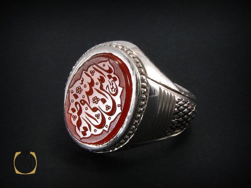00 انگشتر عقیق یمن مردانه با حکاکی یاامین الله فی ارضه - کد 8250 - تصویر 6