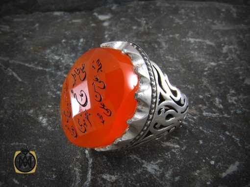 انگشتر عقیق یمن مردانه با حکاکی چهارده معصوم - کد 8252 - تصویر 5