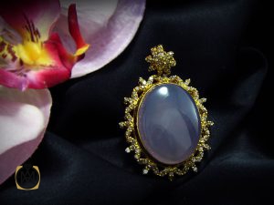 00 مدال عقیق یمن کبود و الماس اصل زنانه طرح پوران - کد 3009 - تصویر 5