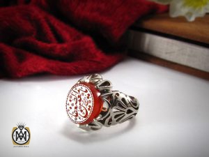 00 انگشتر عقیق یمن مردانه با حکاکی یا معین الضعفا - کد 8257 - تصویر 6