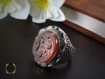 انگشتر عقیق یمن مردانه با حکاکی یا رفیع الدرجات - کد 8259 - تصویر 6