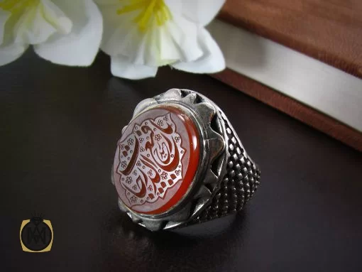 انگشتر عقیق یمن مردانه با حکاکی یا رفیع الدرجات - کد 8259 - تصویر 6
