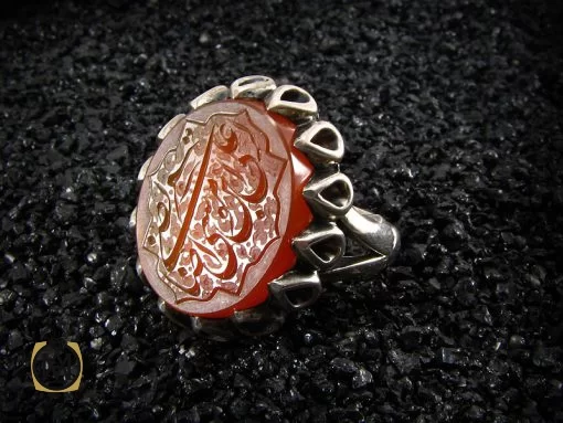 انگشتر عقیق یمن مردانه با حکاکی علی ابن موسی الرضا المرتضی - کد 8263 - تصویر 6