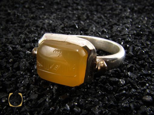 انگشتر عقیق یمن مردانه با حکاکی شرف الشمس استاد ضابطی - کد 8264 - تصویر 7