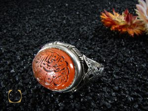 انگشتر عقیق یمن مردانه با حکاکی ان الحسین مصباح الهدی وسفینه النجاه - کد 8265 - تصویر 6