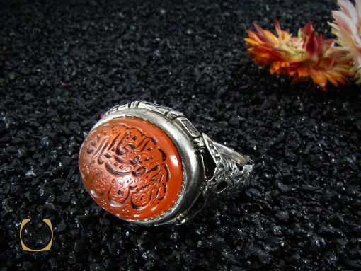 انگشتر عقیق یمن مردانه با حکاکی ان الحسین مصباح الهدی وسفینه النجاه - کد 8265 - تصویر 6