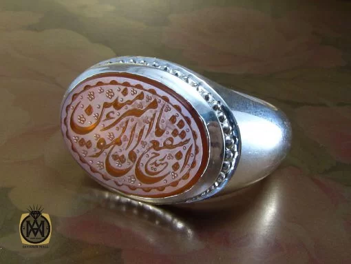 انگشتر عقیق یمن مردانه با حکاکی اشفع لی یا امیرالمومنین - کد 8270 - تصویر 6