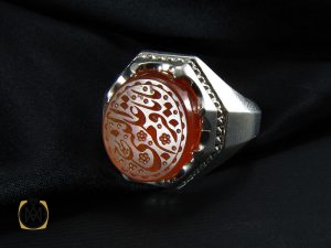 انگشتر عقیق یمن مردانه با حکاکی یا باقر علم النبی - کد 8274 - تصویر 6