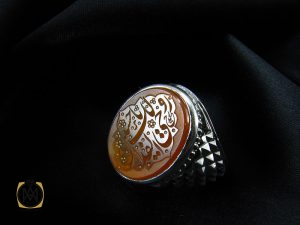 00 انگشتر عقیق یمن مردانه با حکاکی روحی لک الفدا حسین - کد 8275 - تصویر 6
