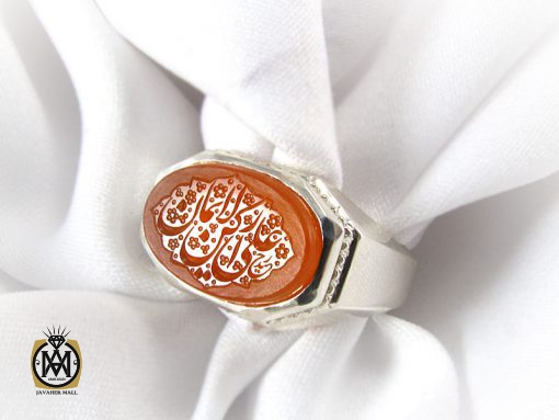 انگشتر عقیق یمن مردانه با حکاکی علی رکن الایمان - کد 8278 - تصویر 6