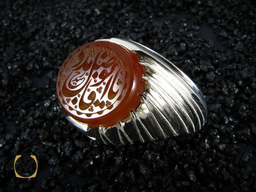 00 انگشتر عقیق یمن مردانه با حکاکی یا ابوفاضل مددی - کد 8282 - تصویر 6