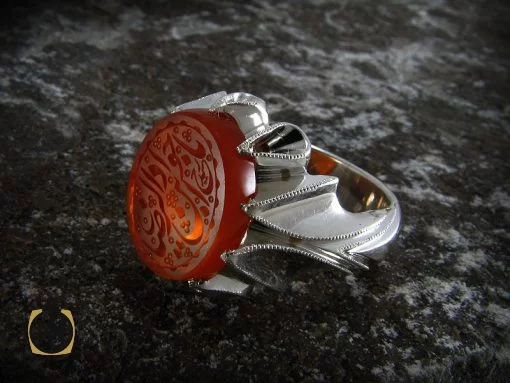 انگشتر عقیق یمن با حکاکی یا جواد ابن الرضا - کد 8285 - تصویر 6