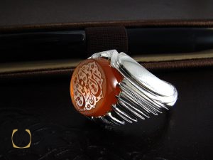 00 انگشتر عقیق یمن مردانه با حکاکی امن المتوکلون - کد 8288 - تصویر 6