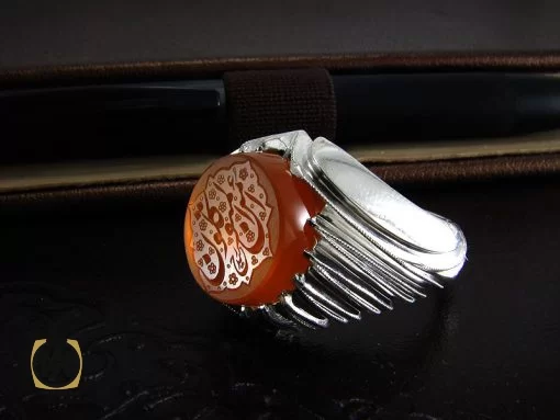 انگشتر عقیق یمن مردانه با حکاکی امن المتوکلون - کد 8288 - تصویر 6