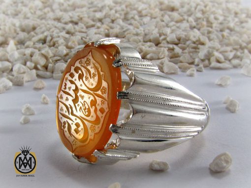 00 انگشتر عقیق یمن با حکاکی رفع الله رایة العباس - کد 8294 - تصویر 6