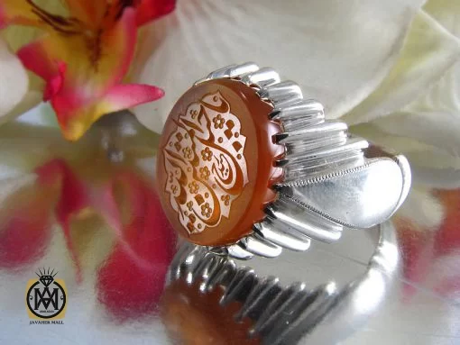 انگشتر عقیق یمن با حکاکی یا حبل الله المتین - کد 8295 - تصویر 5