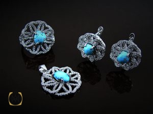 سرویس فیروزه نیشابور زنانه طرح روناک - کد 7042 - تصویر 9